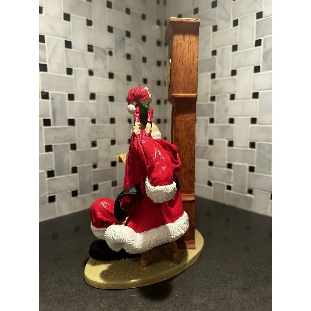 Vintage 1995 Howard Miller Clock Santa Claus Christmas Checkin It Twice WORKING!
